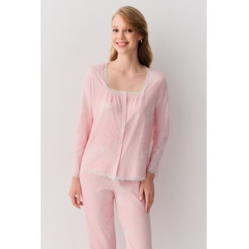 Pijama de bumbac cu decolteu patrat