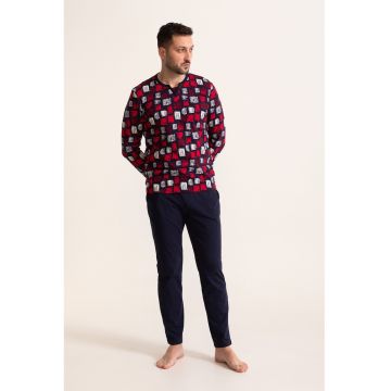 Pijama de bumbac cu imprimeu grafic