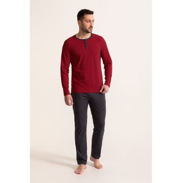 Pijama de bumbac Goran - Rosu/Gri antracit