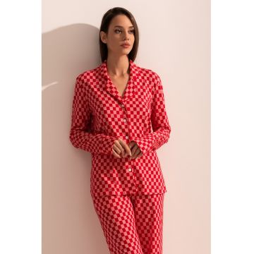 Pijama din amestec de modal cu revere decupate Ana