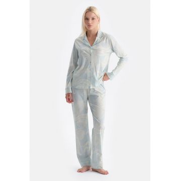 Pijama din bumbac si modal cu model