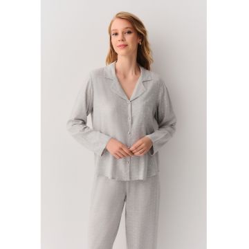 Pijama regular fit cu buline - Gri deschis