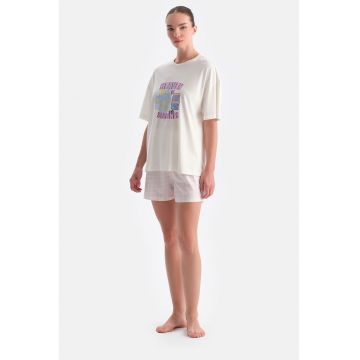 Pijama scurta din amestec de modal cu snur de ajustare in talie