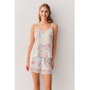 Pijama scurta fara maneci cu model