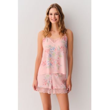 Pijama scurta fara maneci cu model