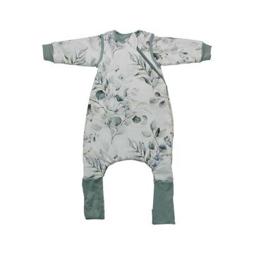 Sac de dormit cu picioruse si maneci detasabile, Bebe Stars, De iarna, Din bumbac certificat Oeko Tex Standard 100, Cu fermoar, 70 cm, 2.5 Tog, Nature