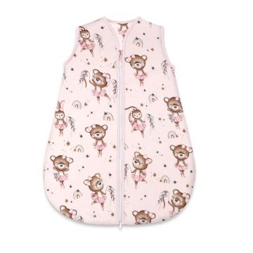 Sac de dormit, MimiNu, Pentru bebelusi, De iarna, Din bumbac certificat Oeko Tex Standard 100, Cu fermoar, 70 cm, 0 - 6 luni, 2.5 Tog, Little Ballerina Pink