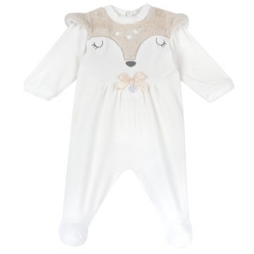 Salopeta bebelusi Chicco din velur, alb, 02611-65MFCI