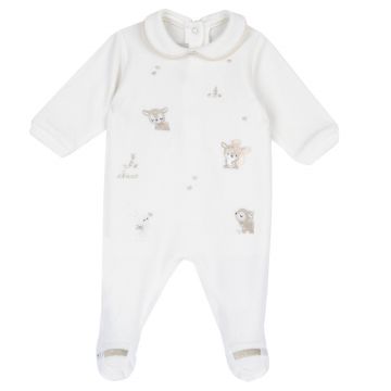 Salopeta bebelusi Chicco din velur, alb, 02614-65MFCI