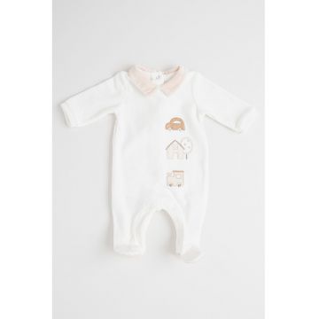 Salopeta de pijama din plus cu broderie