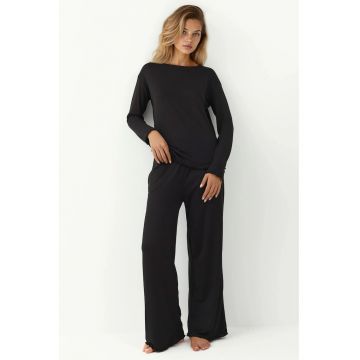 Set pijama dama  confortabil - maneca lunga - negru - jerseu