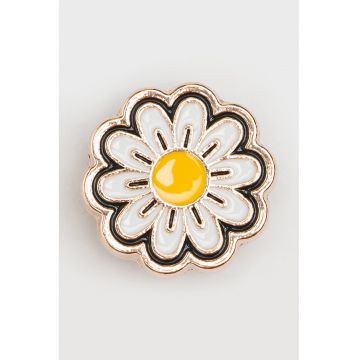 Talisman cu model cu floare Jibbitz™ - Alb/Auriu