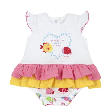 Salopeta bebelusi Chicco, alb cu roz, 57187-66MFCO