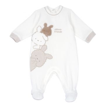 Salopeta bebelusi Chicco din velur, Alb, 00298-69MFCI