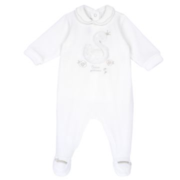 Salopeta bebelusi Chicco din velur, Alb, 00317-69MFCI