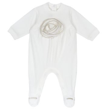 Salopeta bebelusi Chicco din velur, Alb, 00330-69MFCI