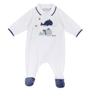 Salopeta bebelusi Chicco din velur, Alb, 00625-69MFCI