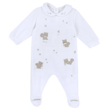 Salopeta bebelusi Chicco din velur, alb, 27161-67MFCI