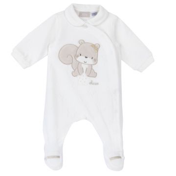 Salopeta bebelusi Chicco din velur, alb, 27162-67MFCI