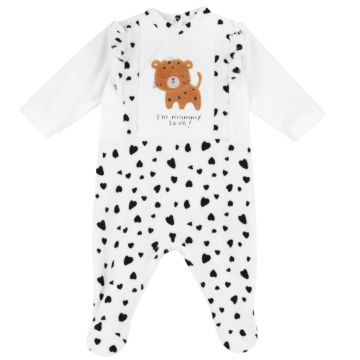 Salopeta bebelusi Chicco din velur, alb cu negru, 27205-67MFCI