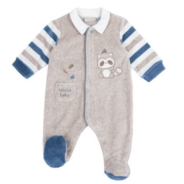 Salopeta bebelusi Chicco din velur, bej cu model, 07506-67MFCI