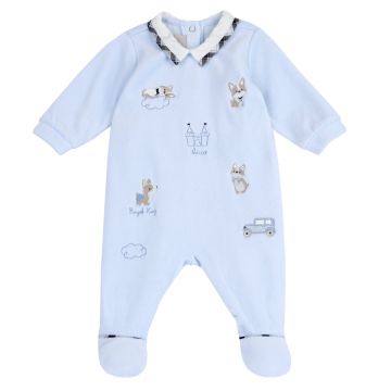 Salopeta bebelusi Chicco din velur, bleu, 27187-67MFCI