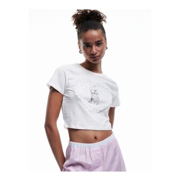 Bluza de pijama crop de bumbac
