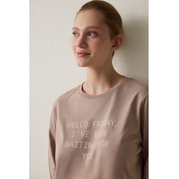 Bluza de pijama lejera de bumac - Roz prafuit