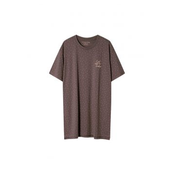 Camasa de noapte  Renya - bumbac - gri - buline - fara inchidere - maneci scurte