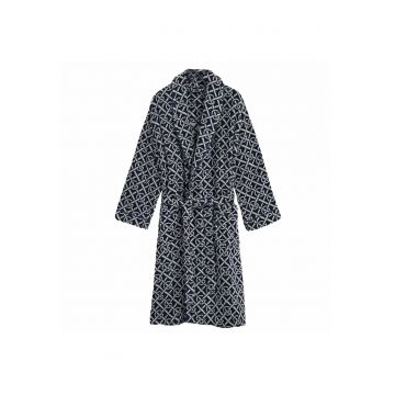 Halat de baie unisex cu model si cordon in talie