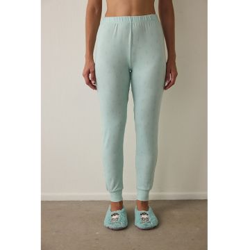 Pantaloni slim fit de pijama cu model - Albastru glaciar