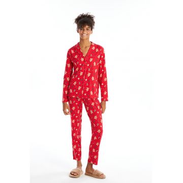 Pijama cu imprimeu si nasturi
