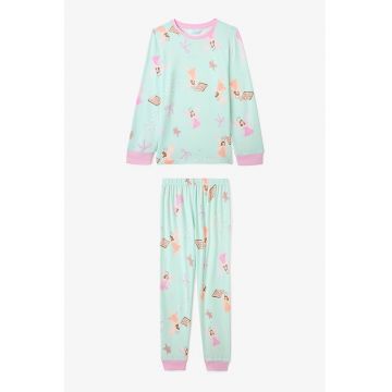 Pijama cu maneci lungi si imprimeu