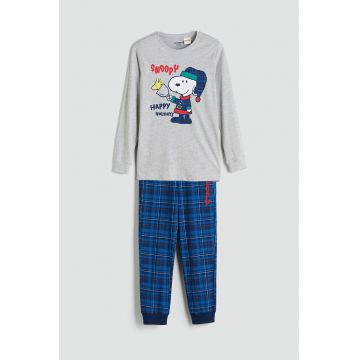 Pijama cu pantaloni lungi si imprimeu Snoopy