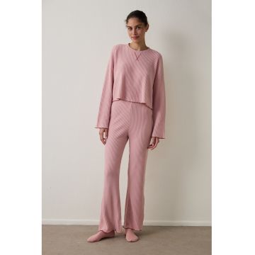 Pijama cu pantaloni lungi si model texurat