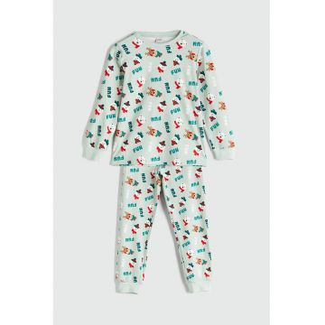 Pijama cu pantaloni lungi si tematica de Craciun