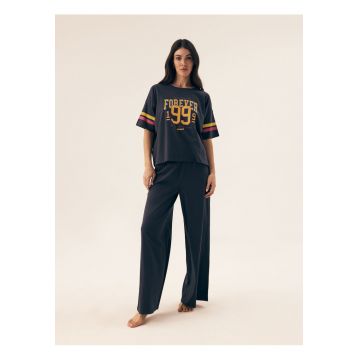 Pijama dama Forever  albastru - Text