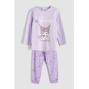 Pijama de bumbac cu imprimeu Kuromi
