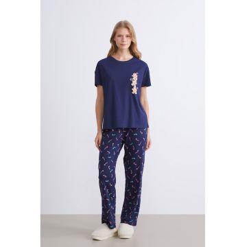 Pijama de bumbac cu model de Craciun