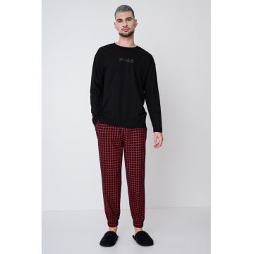 Pijama din amestec de bumbac cu model in carouri si buzunare