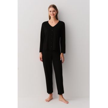 Pijama din amestec de modal cu pantaloni lungi