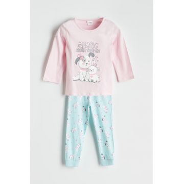 Pijama din bumbac cu imprimeu grafic