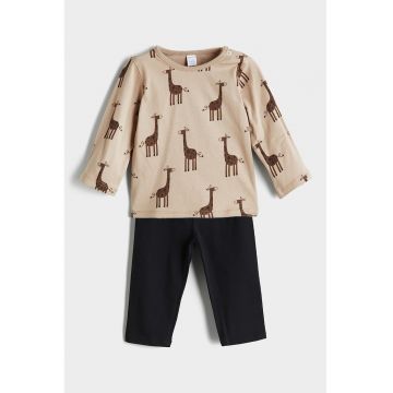 Pijama din bumbac cu imprimeu