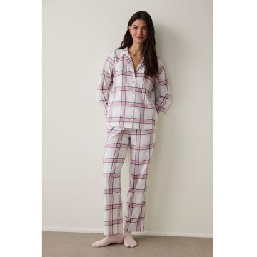 Pijama din bumbac cu model in carouri