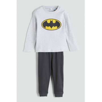 Pijama lunga din bumbac cu imprimeu Batman - Gri