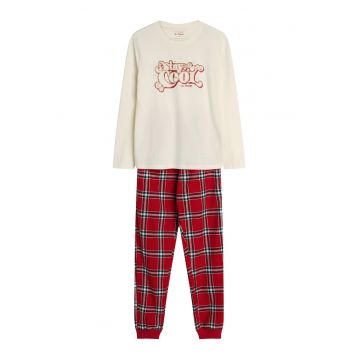 Pijama pentru dama - Dalisa  bumbac - alb/rosu