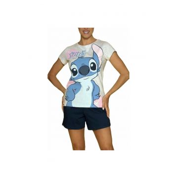 Pijama scurta cu imprimeu cu Stitch