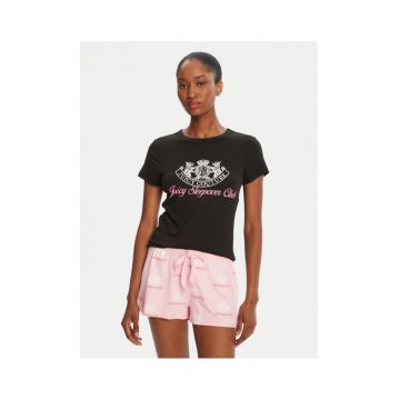 Pijamale pentru dama -  poliester/elastan - negru/roz