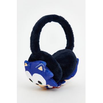 Protectie de urechi pufoase cu imprimeu Sonic