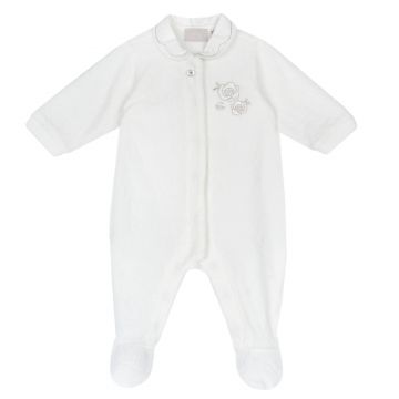 Salopeta bebelusi Chicco din velur, Alb, 00319-69MFCI